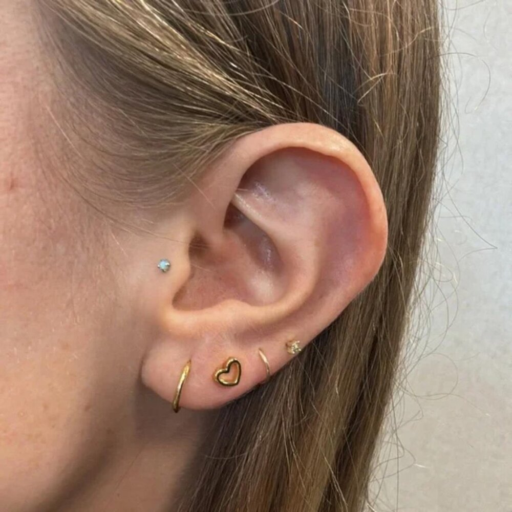 The Priya Gold sterling silver stud earrings heart studs